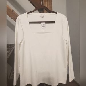 J Crew Women's White Top. Sz L NWT